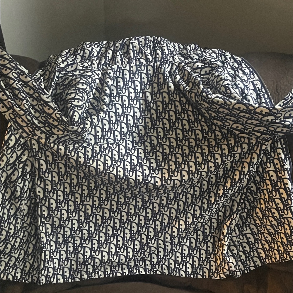 Dior Navy Blue and White Monogram Raincoat